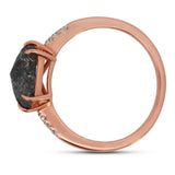 Salt and Pepper Diamond Ring with Pentagonal Center 14K Rose Gold – Unique Engagement Ring with Accent Diamonds