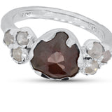 Raw Diamond Ring 14K White Gold with Accent Stones