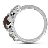 Raw Diamond Ring 14K White Gold with Accent Stones