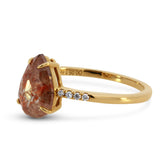 Salt and Pepper Diamond Ring 14K Yellow Gold – Pear Shape Orange & White Diamond & Side Stones