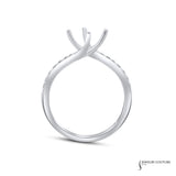 Vintage Twist - 18KT White Gold Twisted Prong Semi-Mount Engagement Ring