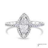 Gardenia - 18KT White Gold Marquise Diamond Engagement Ring