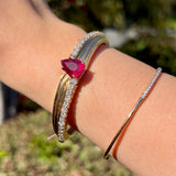 14KT Yellow Gold Natural Pear Ruby and Diamond Bracelet | Fine Jewelry