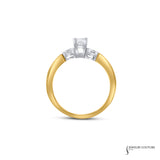 Zinfin - 14KT Yellow Gold Princess Diamond 3-Stone Engagement Ring