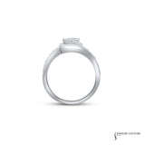 Twin - 14KT White Gold Diamond Swirl Engagement Ring
