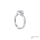 Twin - 14KT White Gold Diamond Swirl Engagement Ring