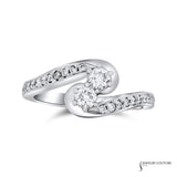 Twin - 14KT White Gold Diamond Swirl Engagement Ring