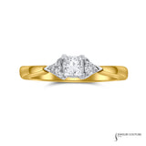 Zinfin - 14KT Yellow Gold Princess Diamond 3-Stone Engagement Ring