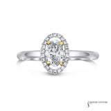 Petunia - 14KT White and Yellow Gold Round Halo Diamond Engagement Ring