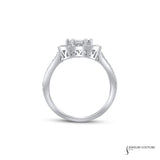 14KT White Gold Mosaic Diamond Engagement Ring with Baguette & Trapezoid Cuts | 1.06CT TWD