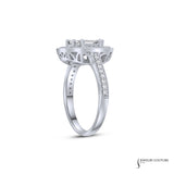 14KT White Gold Mosaic Diamond Engagement Ring with Baguette & Trapezoid Cuts | 1.06CT TWD