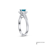 Lobelia - 18KT White Gold Natural Blue Emerald Diamond Engagement Ring