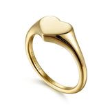 14K Yellow Gold Engravable Heart Signet Ring In-Store