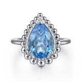 925 Sterling Silver Bujukan Swiss Blue Topaz Ring