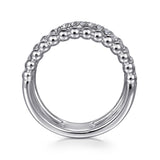 925 Sterling Silver White Sapphire Bujukan Criss Cross Ladies Ring