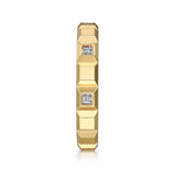 14K Yellow Gold Diamond and Pyramid Shape Ladies Stackable Ring