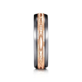 Mens Alternative 6mm Beveled Tantalum and 14K Rose Gold Band