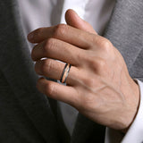 Mens Alternative 6mm Beveled Tantalum and 14K Rose Gold Band