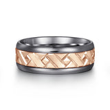 Mens Alternative 8mm Round Tantalum and 14K Rose Gold Band