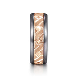 Mens Alternative 8mm Round Tantalum and 14K Rose Gold Band