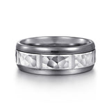 Mens Alternative 8mm Round Tantalum and 14K White Gold Band