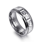 Mens Alternative 8mm Round Tantalum and 14K White Gold Band