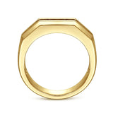 14K Yellow Gold Ring with Black Diamond Inlay in High Polished Finish