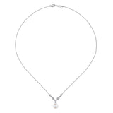 14K White Gold Cultured Pearl and Diamond Accent Necklace