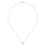 925 Sterling Silver Aquamarine and Diamond Pendant Necklace