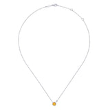 925 Sterling Silver Citrine and Diamond Pendant Necklace