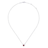 925 Sterling Silver Garnet and Diamond Pendant Necklace