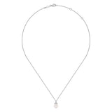 14K White Gold Diamond and Pearl Pendant Necklace