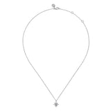 925 Sterling Silver Diamond Starburst Pendant Necklace