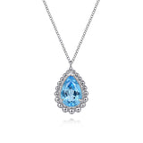 925 Sterling Silver Bujukan Swiss Blue Topaz Pendant Necklace