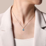 925 Sterling Silver Faceted Swiss Blue Topaz Pear Shape Bujukan Necklace