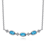 925 Sterling Silver Bujukan Blue Topaz Bar Necklace