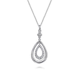 925 Sterling Silver White Sapphire Bujukan Pear Drop Pendant Necklace