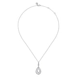 925 Sterling Silver White Sapphire Bujukan Pear Drop Pendant Necklace