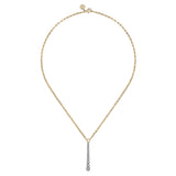 14K White and Yellow Gold Diamond Vertical Bar Link Necklace