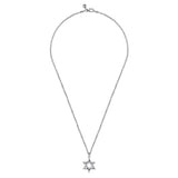 22 Inch 925 Sterling Silver Star of David Pendant Necklace