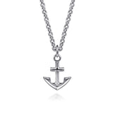925 Sterling Silver Anchor Pendant Necklace 22 Inch