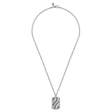 22 Inch 925 Sterling Silver Black Spinel Dog Tag Pendant Necklace