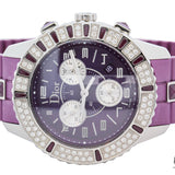 Dior - 38mm Purple Ruby and Purple Crystal Dial Chronograph Watch Authentic