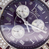 Dior - 38mm Purple Ruby and Purple Crystal Dial Chronograph Watch Authentic