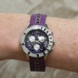 Dior - 38mm Purple Ruby and Purple Crystal Dial Chronograph Watch Authentic