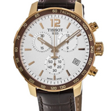 Tissot Quickster Chronograph White Dial Brown Leather Strap Watch For Men Dial Quartz - T095.417.36.037.02