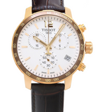 Tissot Quickster Chronograph White Dial Brown Leather Strap Watch For Men Dial Quartz - T095.417.36.037.02