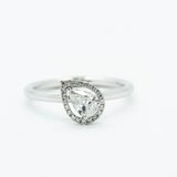 Dittany - 14KT White Gold Pear Diamond Stackable Halo Ring