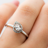 Dittany - 14KT White Gold Pear Diamond Stackable Halo Ring