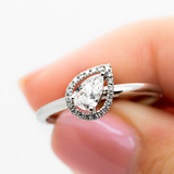 Dittany - 14KT White Gold Pear Diamond Stackable Halo Ring